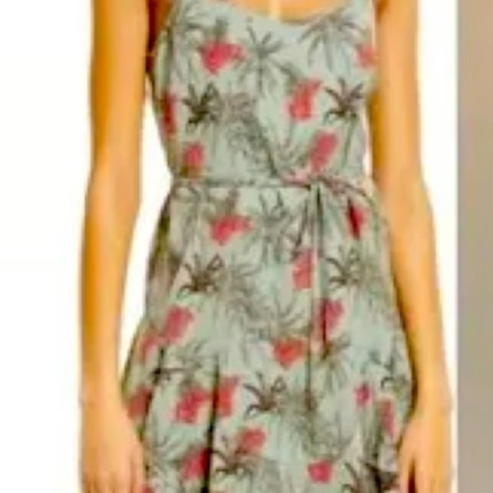 bishop + young Pink and Gray Floral Mini Dress